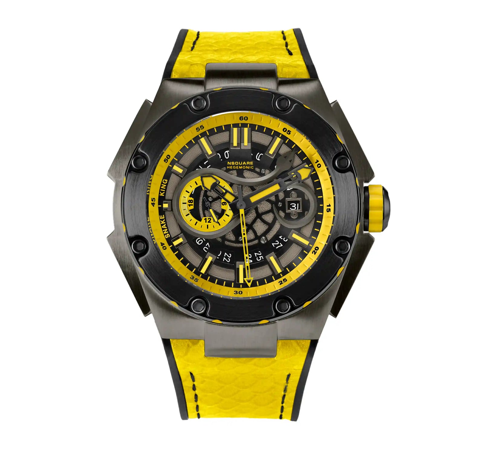NSQUARE SnakeKing Automatic Watch-46mm N10.3 Gray/Tour Yellow|蛇皇系列 自動錶-46毫米 N10.3灰色/旅行黃