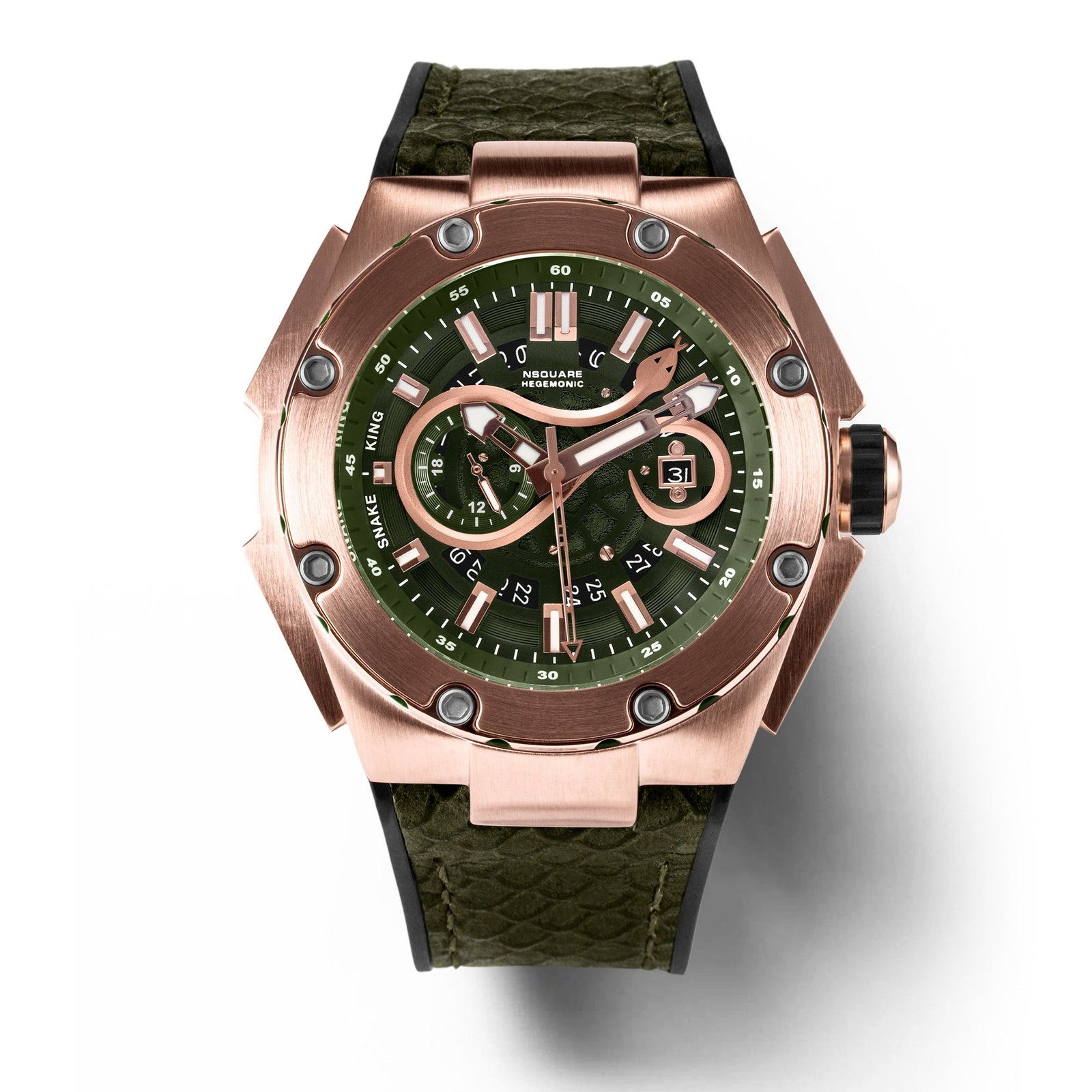 NSQUARE SnakeKing Automatic Watch-46mm N10.11LS Camper Green|NSQUARE 蛇皇系列 自動錶-46毫米 N10.11LS 軍營綠