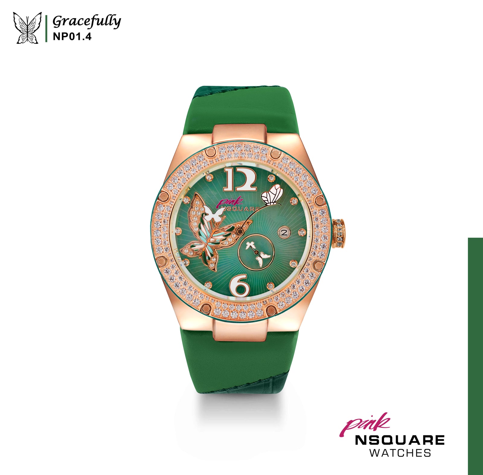NSQUARE PINK Gracefully Automatic Watch-40mm NP01.4|NSQUARE PINK 蝴蝶系列 自動錶-40毫米 NP01.4