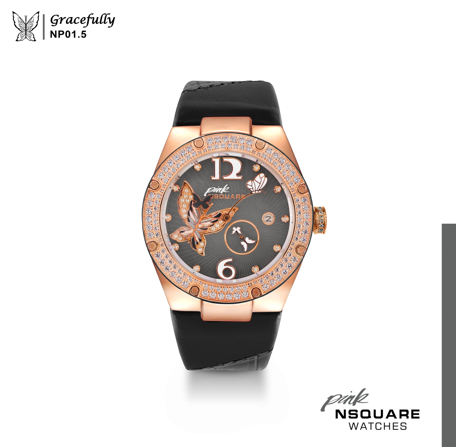 NSQUARE PINK Gracefully Automatic Watch-40mm NP01.5|NSQUARE PINK 蝴蝶系列 自動錶-40毫米 NP01.5