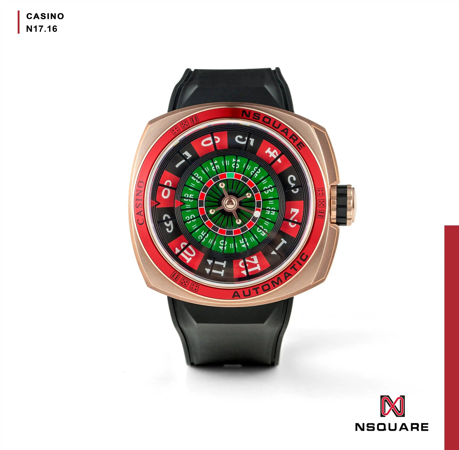 NSQUARE CASINO Automatic Watch 51mm-N17.16 Black/RG Limited Edition 88pcs|NSQUARE 賭場系列 自動錶 51毫米-N17.16 黑/玫瑰金色 限量版88隻