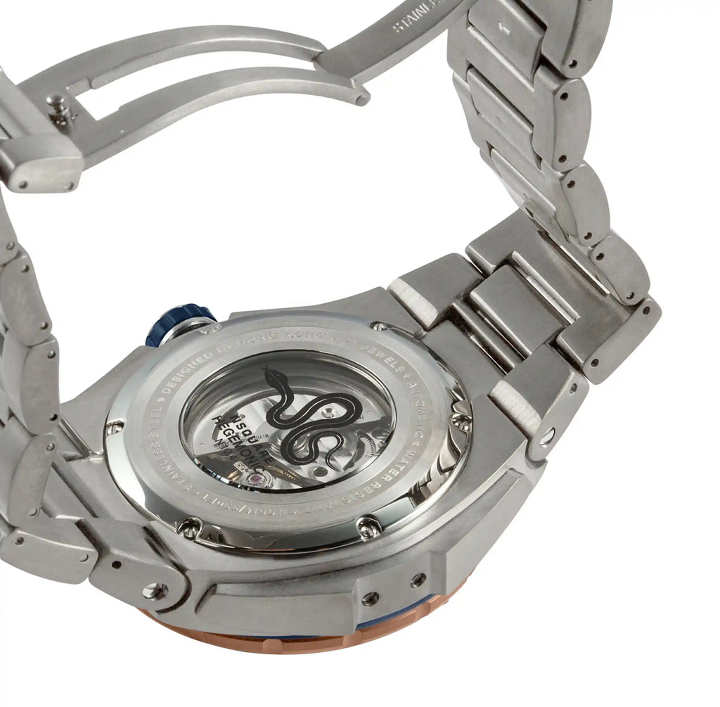 NSQUARE SnakeKing Automatic Watch-46mm N10.4 RG/Steel/SS Bracelet|蛇皇系列 自動表-46毫米 N10.4 海邊藍色/不銹鋼錶鍊