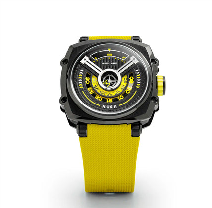 NSQUARE NICK II AUTOMATIC WATCH 45MM N12.1 BLACK/YELLOW/YELLOW |NSQUARE NICK II自動錶 45毫米 N12.1 黑色/黃色/黃色