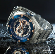 將圖片載入圖庫檢視器 NSQUARE SnakeKing Automatic Watch-46mm N10.4 RG/Steel/SS Bracelet|蛇皇系列 自動表-46毫米 N10.4 海邊藍色/不銹鋼錶鍊