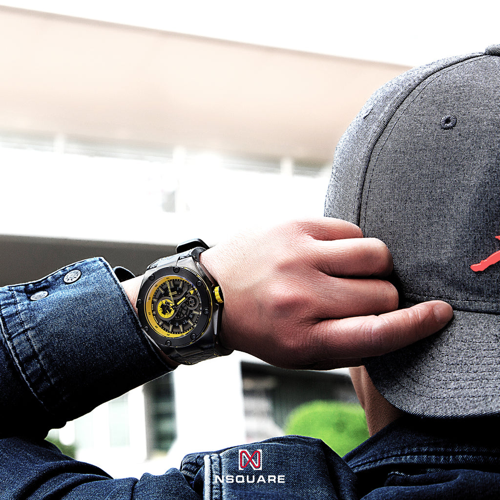 NSQUARE SnakeKing Automatic Watch-46mm N10.3 Grey/Tour Yellow/Black|蛇皇系列 自動表-46毫米 N10.3 灰色/旅行黃/黑色