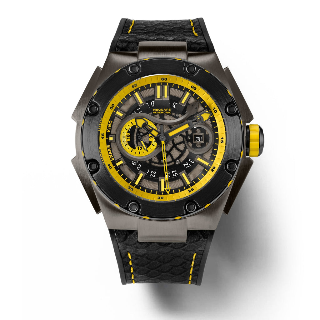 NSQUARE SnakeKing Automatic Watch-46mm N10.3 Grey/Tour Yellow/Black|蛇皇系列 自動表-46毫米 N10.3 灰色/旅行黃/黑色