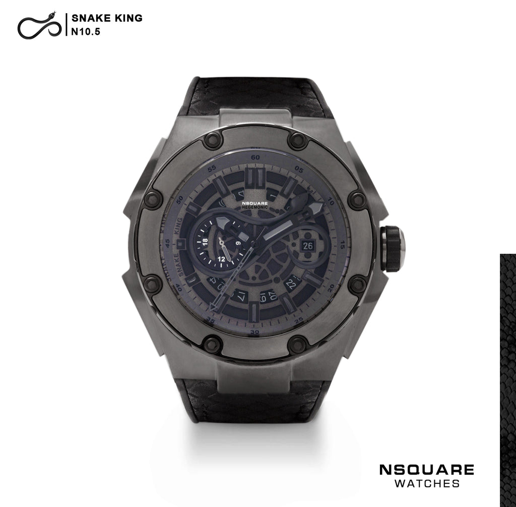 NSQUARE SnakeKing Automatic Watch-46mm N10.5 Grey Metal/Black|NSQUARE蛇皇系列自動表-46毫米N10.5灰色/黑