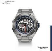 NSQUARE SnakeKing Automatic Watch-46mm N10.6 Blue Steel/SS Bracelet|蛇皇系列 自動錶-46毫米 N10.6 鋼藍色/不銹鋼錶鏈帶