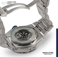 將圖片載入圖庫檢視器 NSQUARE SnakeKing Automatic Watch-46mm N10.6 Blue Steel/SS Bracelet|蛇皇系列 自動表-46毫米 N10.6 鋼藍色/不金屬錶鍊