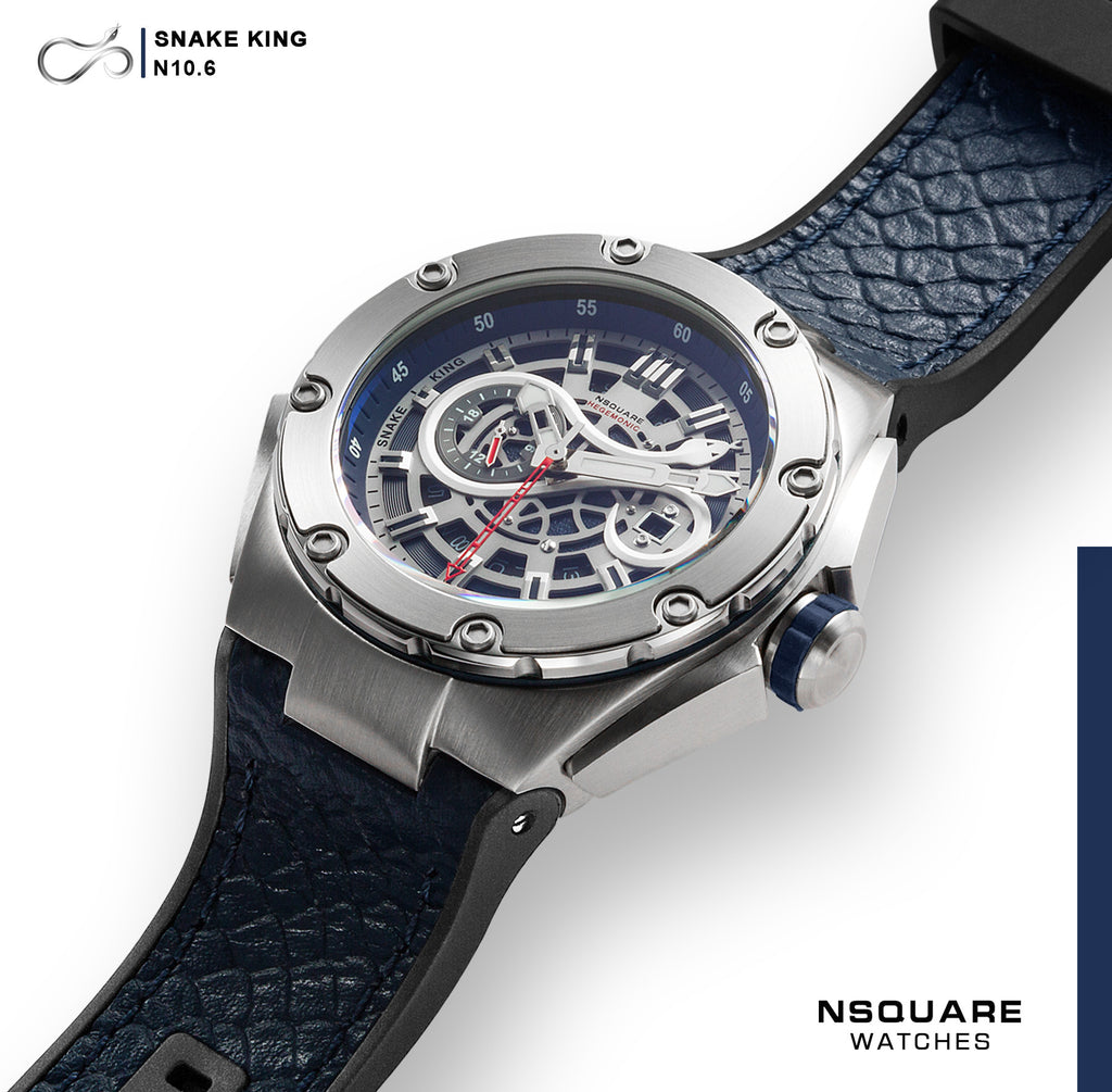 NSQUARE SnakeKing Automatic Watch-46mm N10.6 Blue Steel/Blue|NSQUARE蛇皇系列自動表-46毫米N10.6鋼藍色