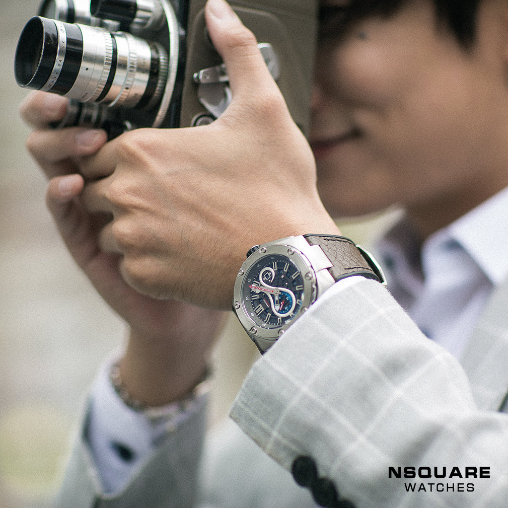 NSQUARE SnakeKing Automatic Watch-46mm N10.7 Chocolate/Steel|蛇皇系列 自動錶-46毫米  N10.7 朱古力/鋼色