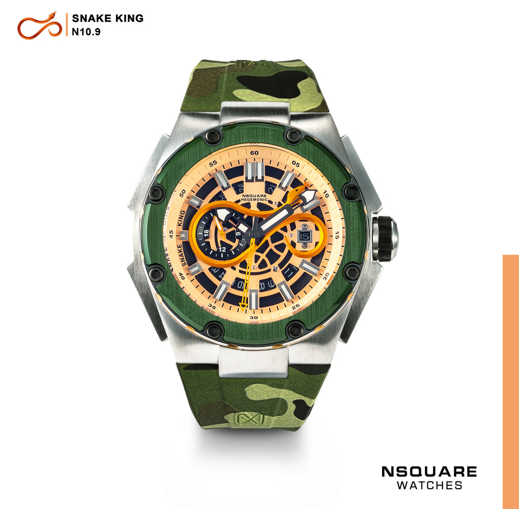 N 10-綠色迷彩橡膠錶帶| N 10-綠色橡膠迷彩帶