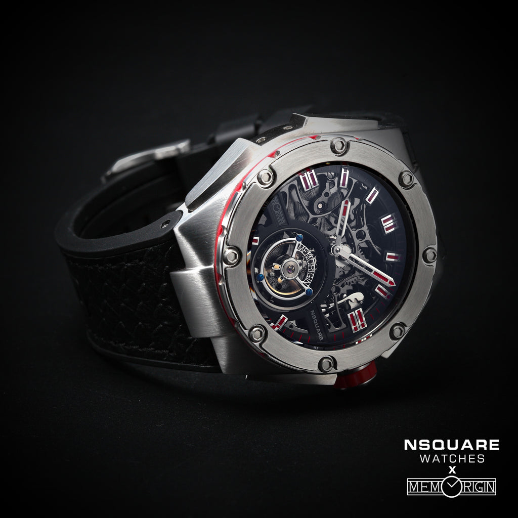 NSQUARE NM01-TOURBILLON Watch - 46mm N35.2 SS/Black|NM01-陀飛輪 46毫米 N35.2不鋒鋼/黑色
