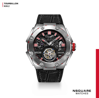 NSQUARE NM01-TOURBILLON Watch - 46mm N35.2 SS/Black|NM01-陀飛輪 46毫米 N35.2不鋒鋼/黑色
