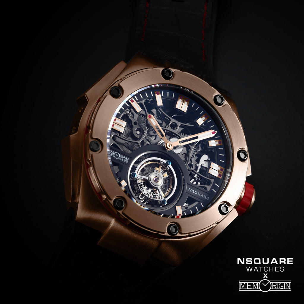 NSQUARE NM01-TOURBILLON Watch - 46mm  N35.4Rose Gold/Black|NM01-陀飛輪 46毫米  N35.4 玫瑰金/黑