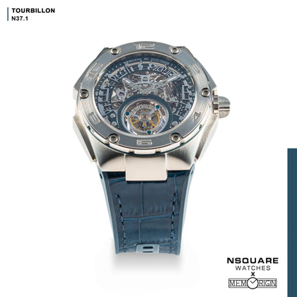 NSQUARE N37.1 Ronald Series-TOURBILLON Watch - 46mm  SS/Blue|N37.1 鄭中基系列-陀飛輪46毫米  鋼藍色