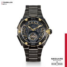 將圖片載入圖庫檢視器 NSQUARE N37.2羅納德系列-TOURBILLON Watch - 46mm Gold/Black/Bracelet|N37.2鄭中基系列-陀飛輪46毫米金/黑/鋼錶鍊