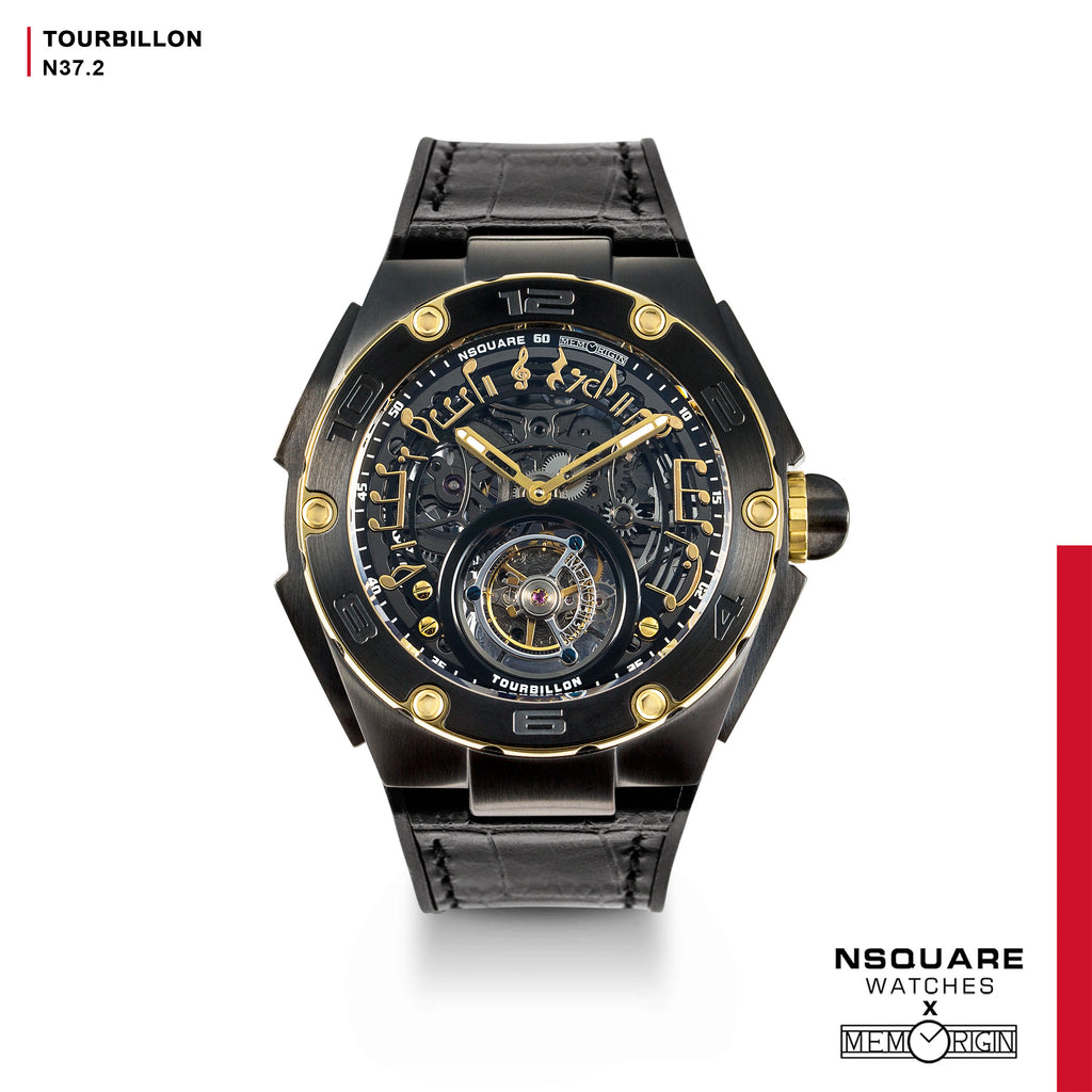 NSQUARE N37.2羅納德系列-TOURBILLON Watch - 46mm Gold/Black|N37.2鄭中基系列-陀飛輪46毫米金/黑