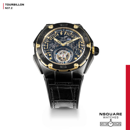 NSQUARE N37.2羅納德系列-TOURBILLON Watch - 46mm Gold/Black|N37.2鄭中基系列-陀飛輪46毫米金/黑