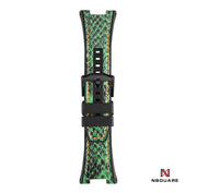 N51.5 Dual Material - Green/Black Snake Embossing Pattern Leather with Black Rubber Strap|N51.5 雙材質 - 綠/黑色蟒蛇壓花圖案皮和黑色橡膠帶