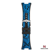 N51.7 Dual Material - Blue/Black Snake Embossing Pattern Leather with Black Rubber Strap|N51.7 雙材質 - 藍/黑色蟒蛇壓花圖案皮和黑色橡膠帶
