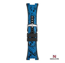 Load image into Gallery viewer, N51.7 Dual Material - Blue/Black Snake Embossing Pattern Leather with Black Rubber Strap|N51.7 雙材質 - 藍/黑色蟒蛇壓花圖案皮和黑色橡膠帶