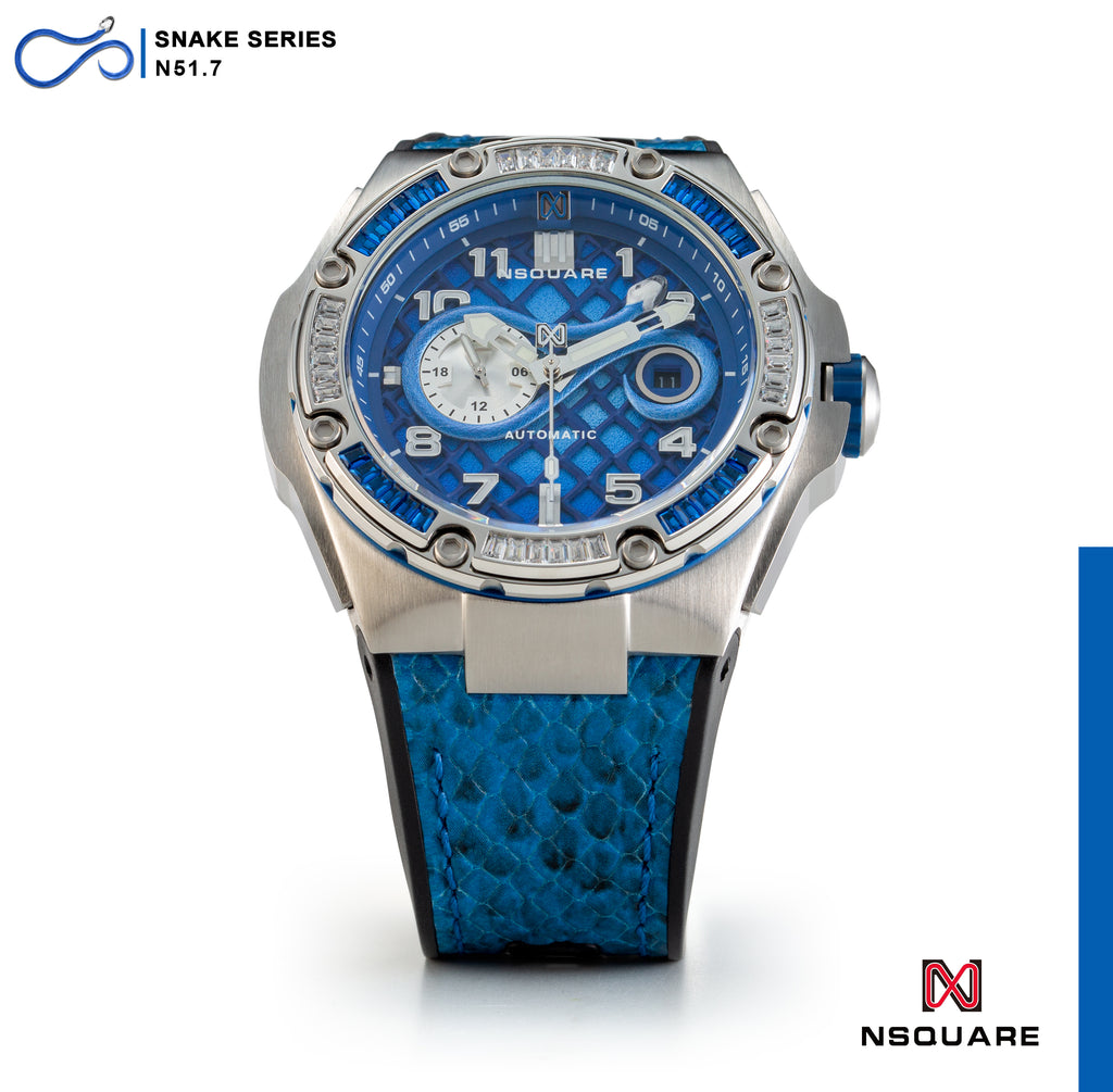 NSQUARE Snake Automatic Watch-46mm Special Edition N51.7 Sapphire Blue|NSQUARE 蛇系列 自動錶-46毫米 特別版本  N51.7寶瑰藍