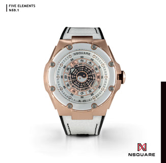 N59.1 Dual Material - White Leather with Black Rubber Strap|N59.1 雙材質 - 白色皮和黑色橡膠帶