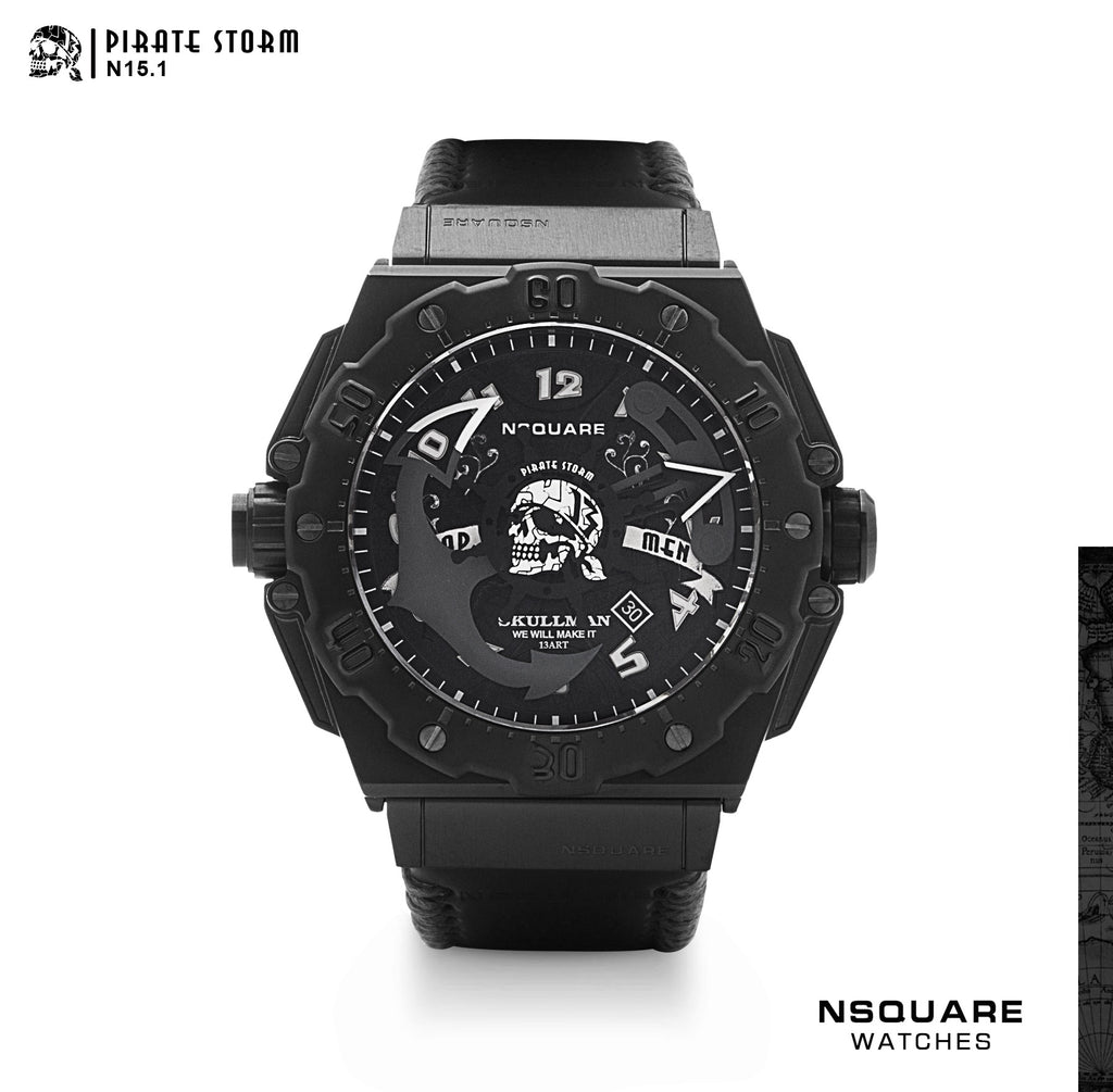 NSQUARE PirateStorm Automatic Watch - 48mm N15.1 All Black|海盜風暴 自動表 - 48mm N15.1 黑色