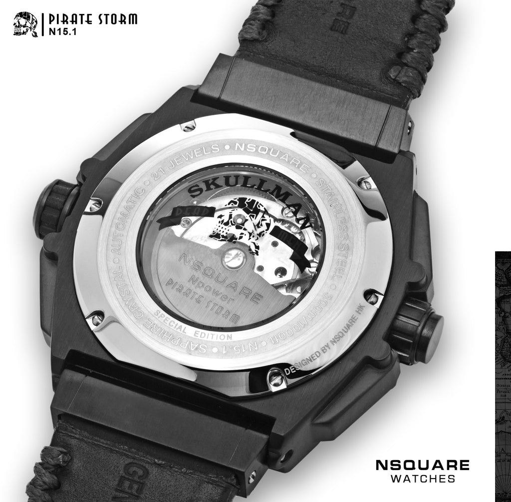 NSQUARE PirateStorm Automatic Watch - 48mm N15.1 All Black|海盜風暴 自動表 - 48mm N15.1 黑色