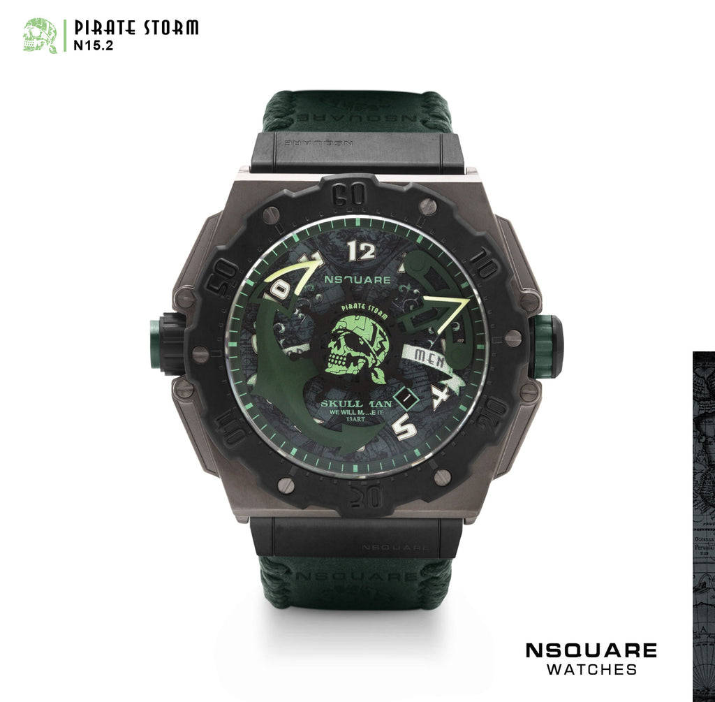 NSQUARE PirateStorm Automatic Watch - 48mm N15.2 Black/Green|海盜風暴 自動表 - 48mm N15.2 黑色/深綠色