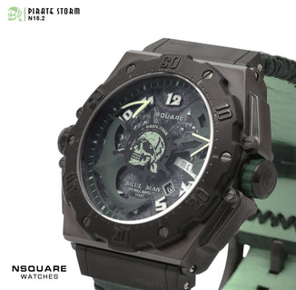 NSQUARE PirateStorm Automatic Watch - 48mm N15.2 Black/Green|海盜風暴 自動錶 - 48mm N15.2 黑色/深綠色