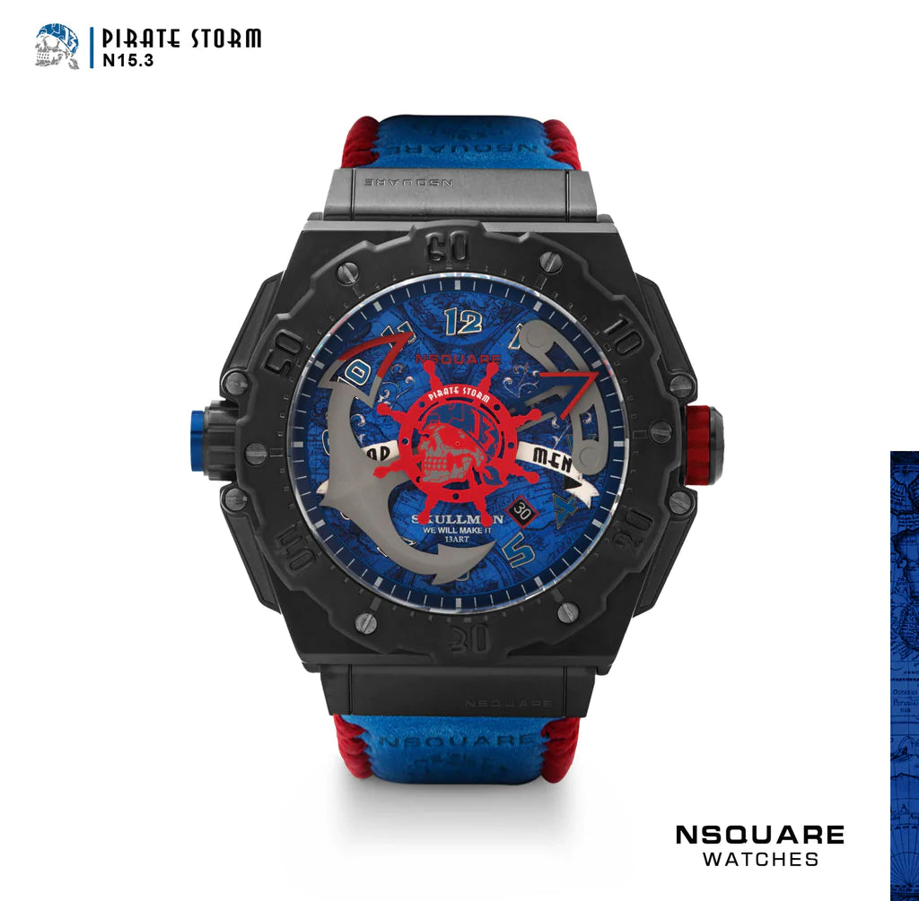 N15.3 海盜藍/紅皮錶帶|N15.3 海盜藍/紅色真皮帶
