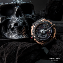 Load image into Gallery viewer, NSQUARE PirateStorm Automatic Watch - 48mm N15.4 BLACK/RG|海盜風暴 自動錶 - 48mm N15.4 黑色/玫瑰金色