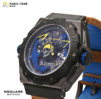 NSQUARE PirateStorm Automatic Watch - 48mm N15.5 Black/Vachetta Tan|海盜風暴 自動錶 - 48mm N15.5 黑色/棕褐色