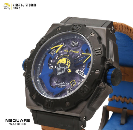 NSQUARE PirateStorm Automatic Watch - 48mm N15.5 Black/Vachetta Tan|海盜風暴 自動表 - 48mm N15.5 黑色/棕褐色