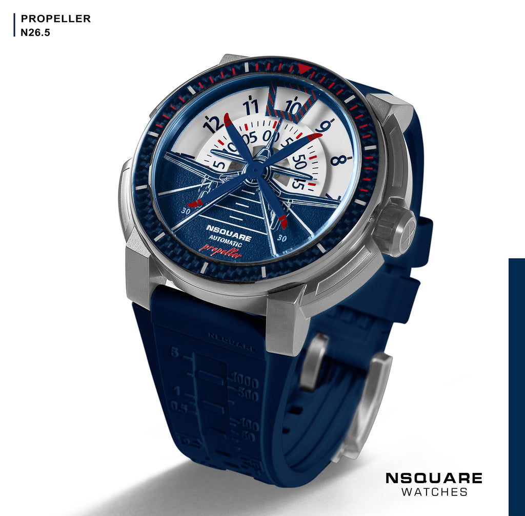 NSQUARE Propeller Automatic Watch - 48mm N26.5 SS/Blue|NSQUARE 螺旋槳 自動錶-48毫米 N26.5鋼/藍色