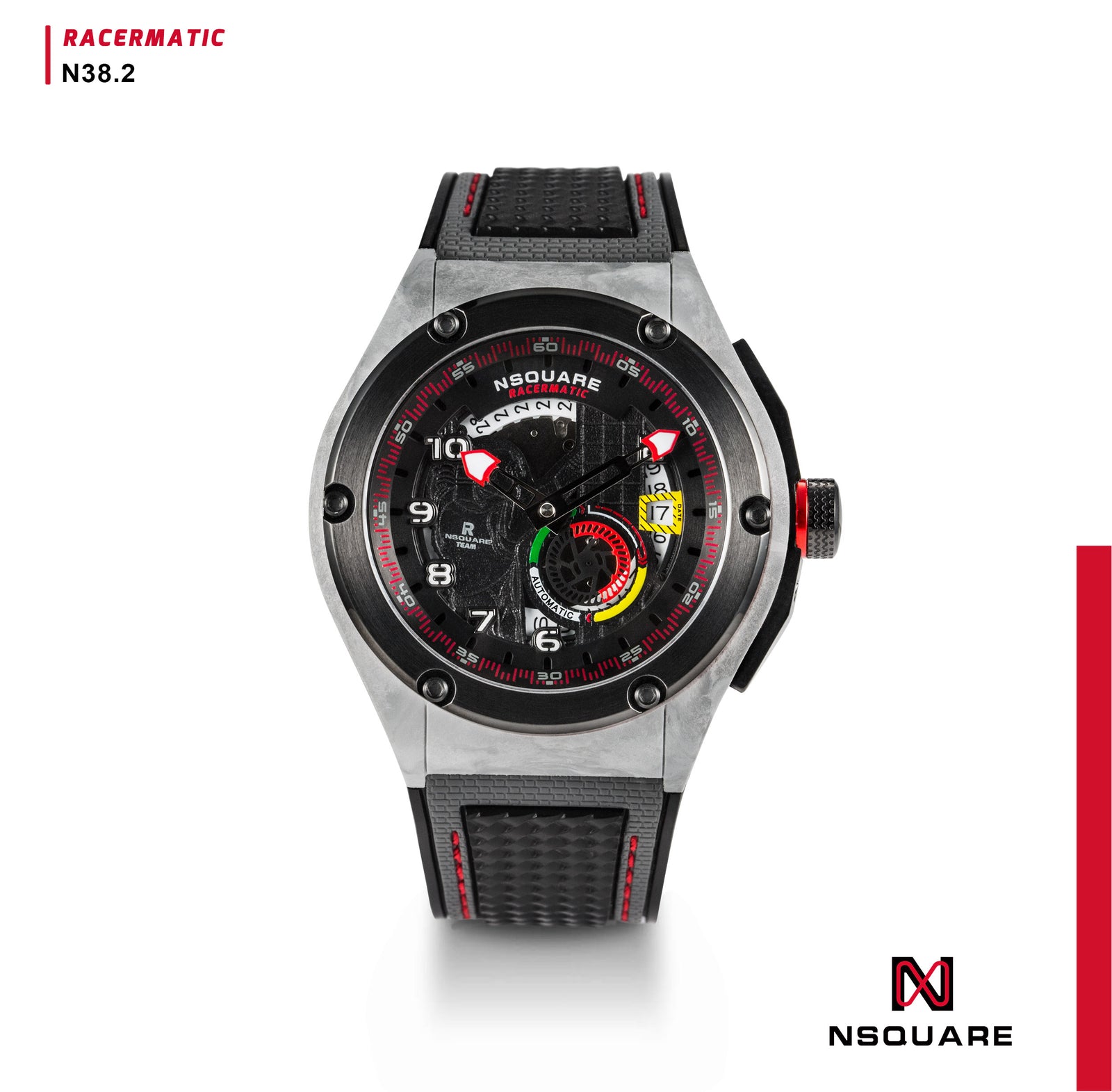 NSQUARE Racermatic Automatic N38.2 GRAY/BLACK|NSQUARE競賽者系列 自動錶N38.2 灰色/黑色