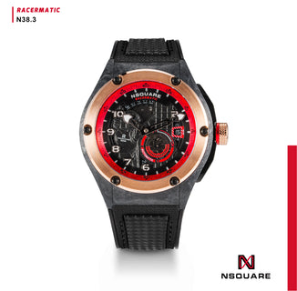 NSQUARE Racermatic Automatic N38.3 RG/BLACK|NSQUARE競賽者系列 自動錶N38.3 玫瑰金色/黑色