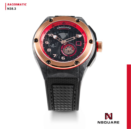 NSQUARE Racermatic Automatic N38.3 RG/BLACK|NSQUARE競賽者係列 自動表N38.3 玫瑰金色/黑色
