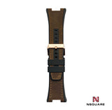 N44.1 Dual Material - 棕色復古皮革配黑色橡膠錶帶|N44.1 雙材質 - 咖啡色仿復古牛皮和黑色橡膠帶