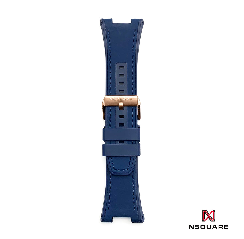 N44.2 Dual Material - 藍色復古皮革配黑色橡膠錶帶|N44.2 雙材質 - 藍色仿古牛皮和黑色橡膠帶