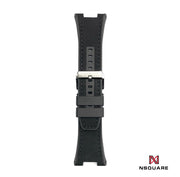 N44.3 Dual Material - Black Vintage Leather with Black Rubber Strap|N44.3 雙材質 - 黑色彷復古牛皮和黑色橡膠帶