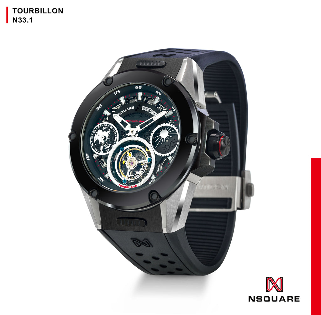 NSQUARE DYNAMIC RACE TOURBILLON WATCH 46MM N33.1 STEEL/CERMAIC BLACK LIMITED EDITION|NSQUARE DYNAMIC RACE陀飛輪46毫米 N33.1 鋼/黑陶瓷 限量版