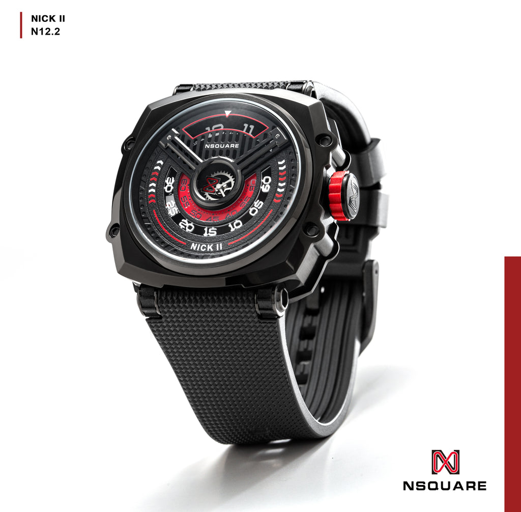 NSquare NICK II AUTOMATIC WATCH 45MM N12.2 Black/Red |NSquare NICK II自動腕錶 45毫米 N12.2 黑色/紅色