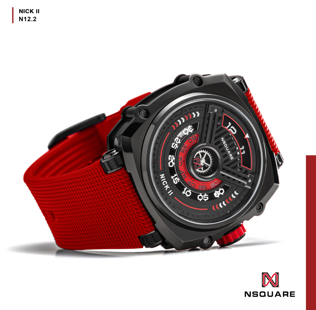 NSQUARE NICK II AUTOMATIC WATCH 45MM N12.2 BLACK/RED/RED |NSQUARE NICK II 自動表 45毫米 N12.2 黑色/紅色/紅色