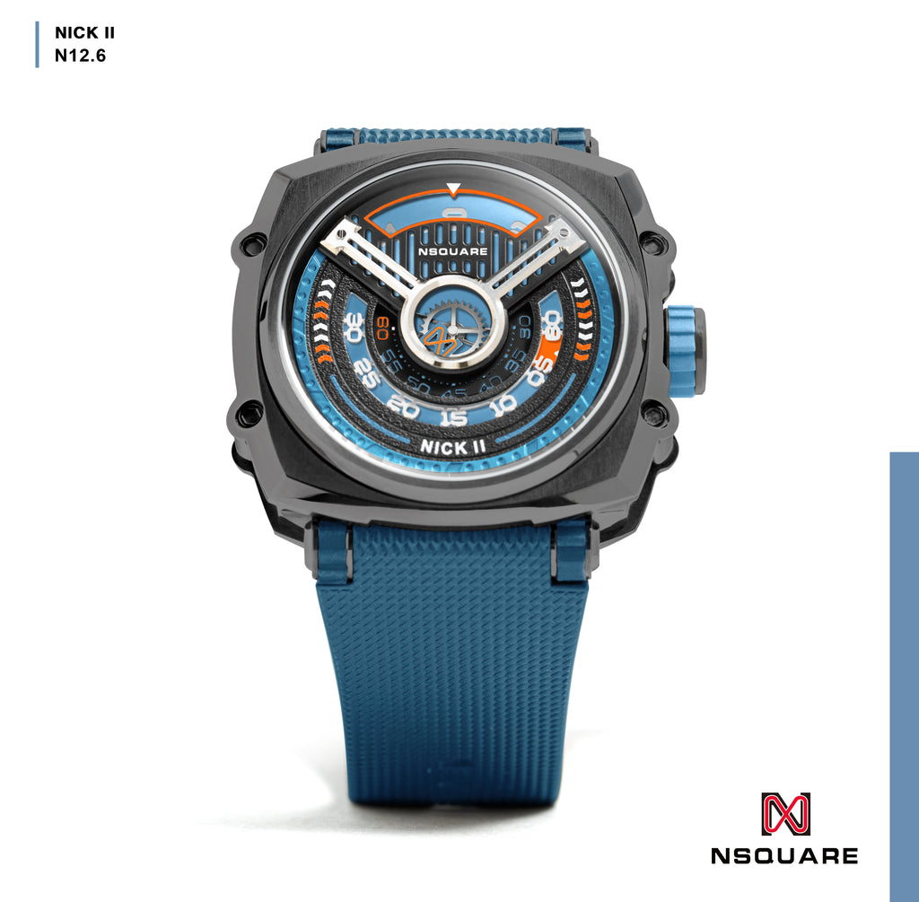 NSQUARE NICK II AUTOMATIC WATCH 45MM N12.6 MISTY BLUE/GRAY|NSQUARE NICK II自動腕錶 45毫米 N12.6 迷霧藍/灰