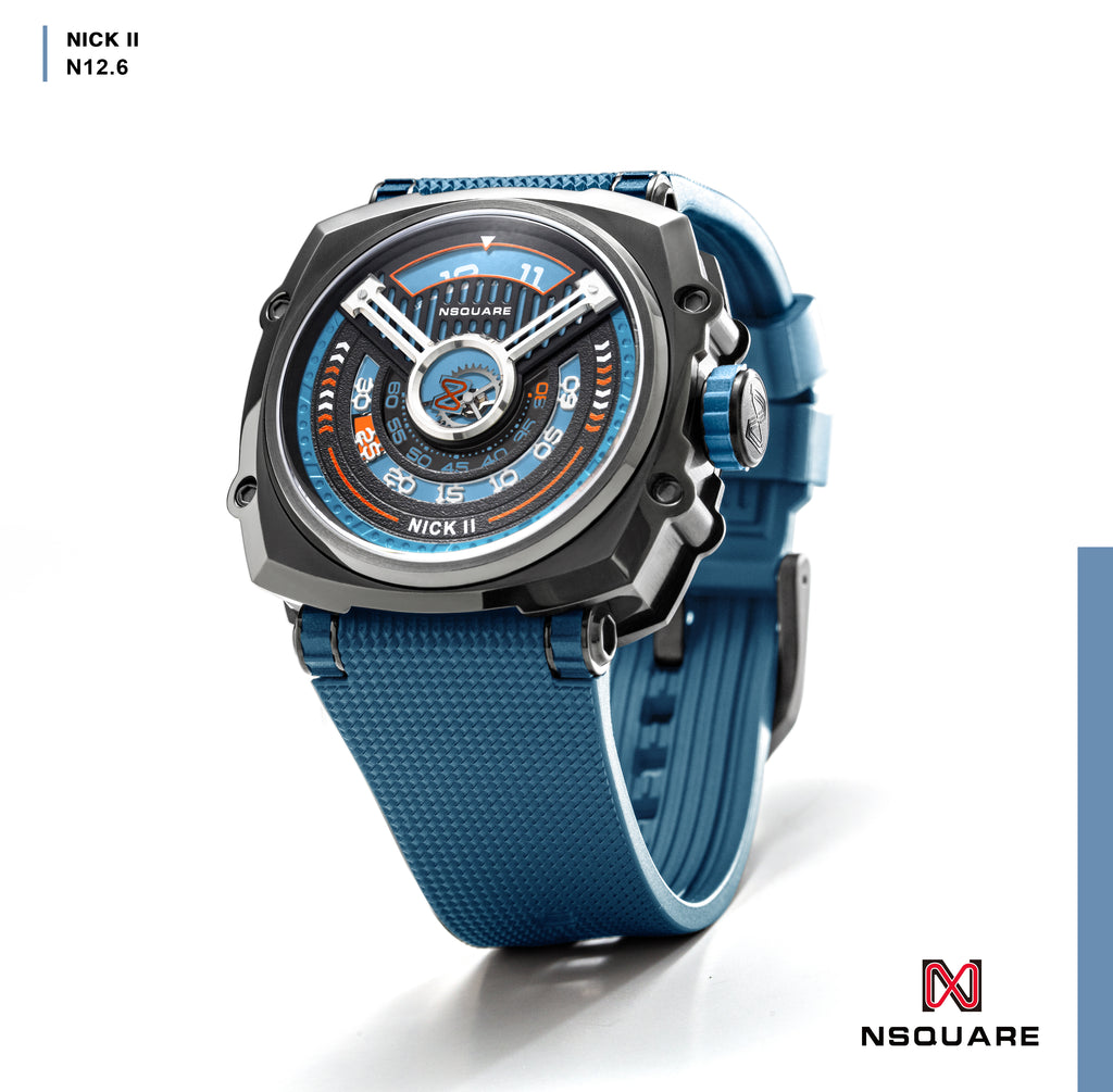 NSQUARE NICK II AUTOMATIC WATCH 45MM N12.6 MISTY BLUE/GRAY|NSQUARE NICK II自動錶 45毫米 N12.6 迷霧藍色/灰色