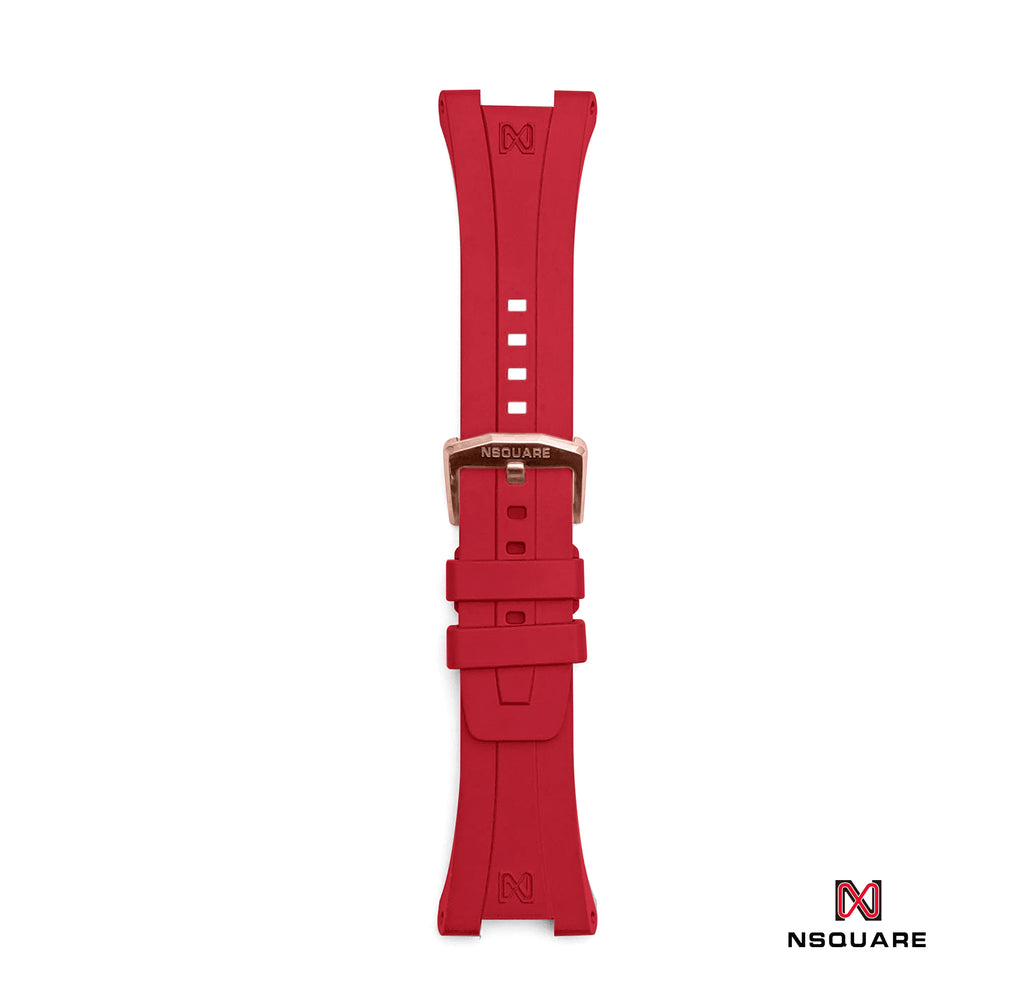 N48.6 Night Maroon Red Rubber Strap|N48.6 夜栗紅色橡膠錶帶