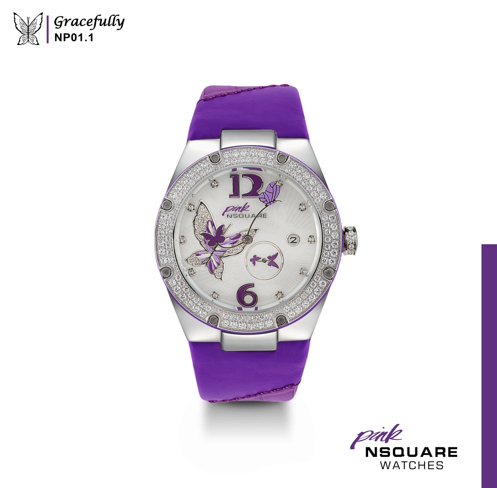 NSQUARE PINK Gracefully Automatic Watch-40mm  NP01.1|NSQUARE PINK 蝴蝶系列 自動錶-40毫米  NP01.1